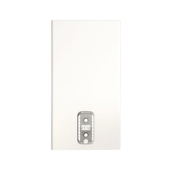 Placa de pared rectangular blanca con un peque&ntilde;o soporte de montaje met&aacute;lico en la parte inferior central.